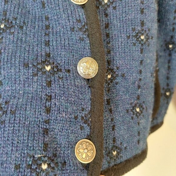 Icelandic Design Snowflakes Lined Wool Sweater Cardigan Size Meduim - Picture 3 of 11